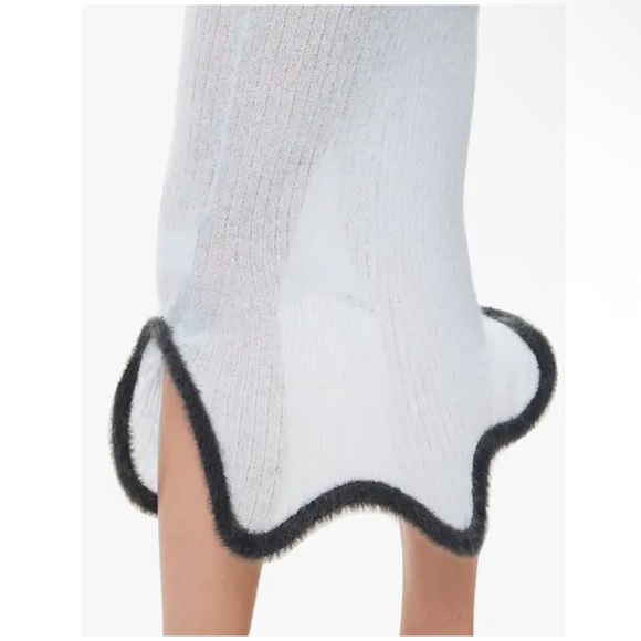 PH5 Ginny Alpaca Wavy Wire-Hem Knitted Midi Skirt in Dreamy Blue size large - Picture 2 of 13